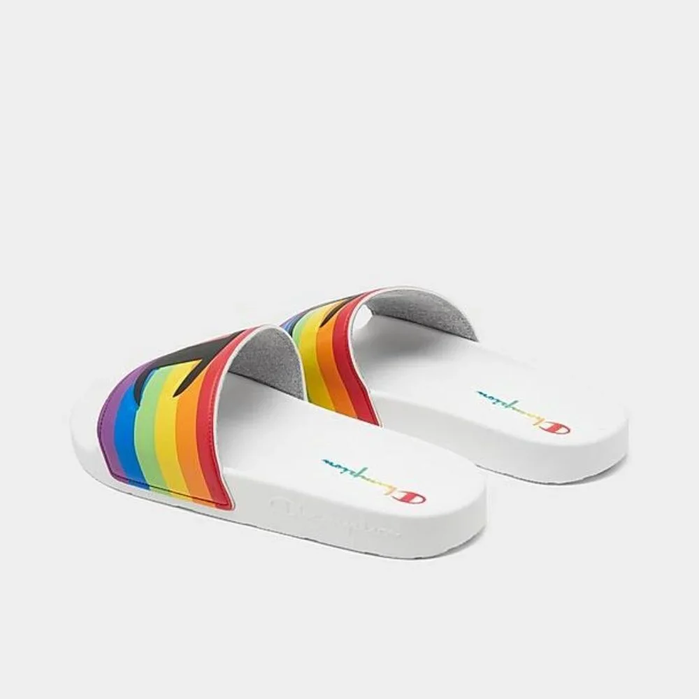 Champion Men's IPO Pride Slide Sandal Size 12 White LBGTQ+ Community Support NEW